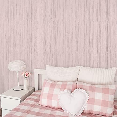 VEELIKE Pale Pink Grasscloth Peel and Stick Wallpaper Textured Pink Wallpaper - Image 4