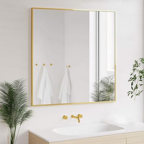Sunniry Mirrors for Bathroom Sink, 24x24 inch Gold Frame Mirror, Metal Frame - Image 6