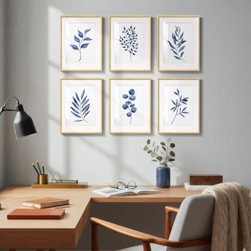 Framed Minimalist Blue Botanical Wall Art - Image 2
