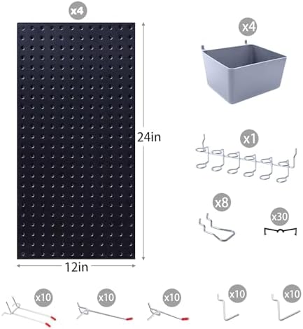 Pegboard Smith 48x24 inch Black Metal Pegboard Kit - Image 6