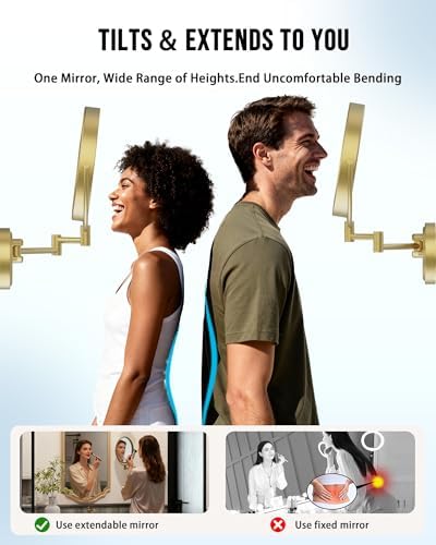 10" Brass Wall Mounted Makeup Mirror - Image 6