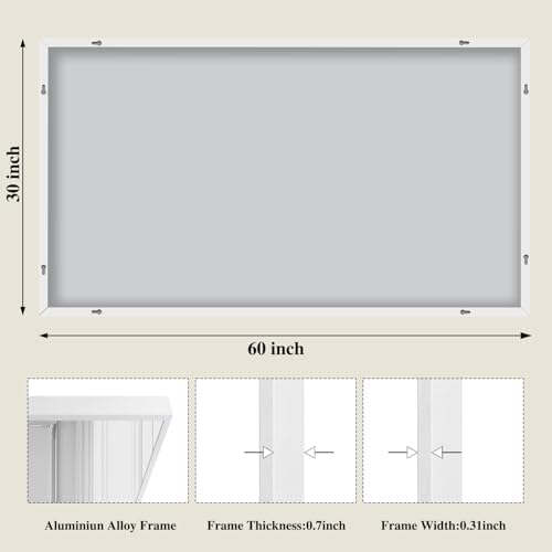 Koonmi White Rectangle Wall Mirror, 30x60 Inch Bathroom Mirror, Aluminum Frame - Image 2