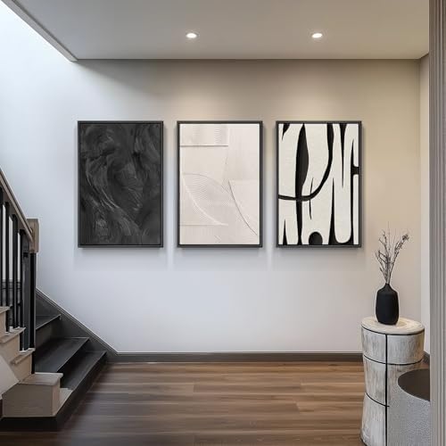 Framed Black and White Abstract Wall Art - Image 4