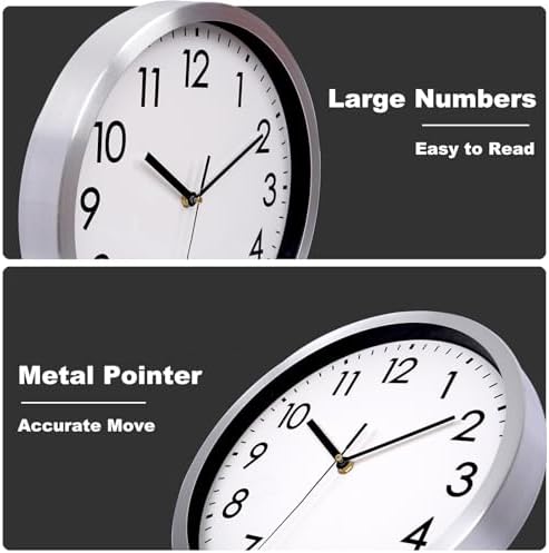 12 Inch Metal Wall Clock Silent, Non-Ticking Decorative Modern Analog Quartz - Image 4
