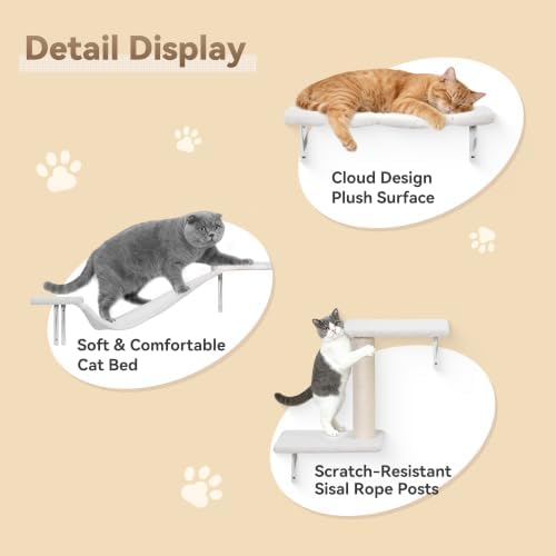Meecal 6‑in‑1 Cat Wall Shelves, Wall Mounted Cat Furniture Set, Cat Shelves - Image 4