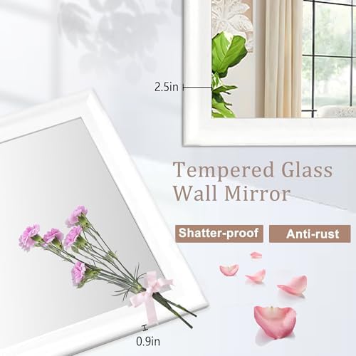 Tanmicoshomy White Framed Bathroom Mirror 20x30 Inch - Image 3