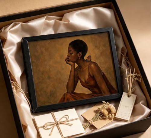 Framed Black Woman Canvas Wall Art, African American Girl Prints Painting - Image 6