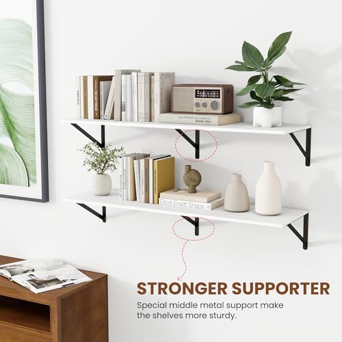 Heimlove 40W x 12D Deep Floating Shelves Set of 2 White - Image 5
