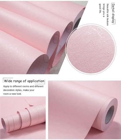 Cohoo Home Pink Wallpaper Peel and Stick Contact Paper Pink Silk 15.7”×393” - Image 4