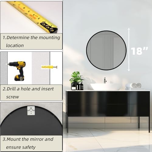 Round Bathroom Mirror, Circle Mirror, 1 Pack - Image 4