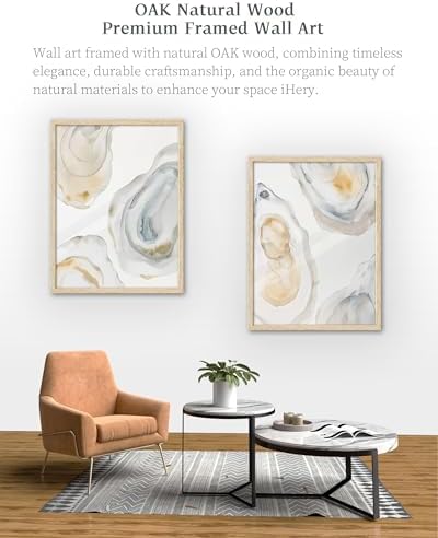 iHery 12x16in Abstract Oyster Framed Coastal Wall Art - Image 7