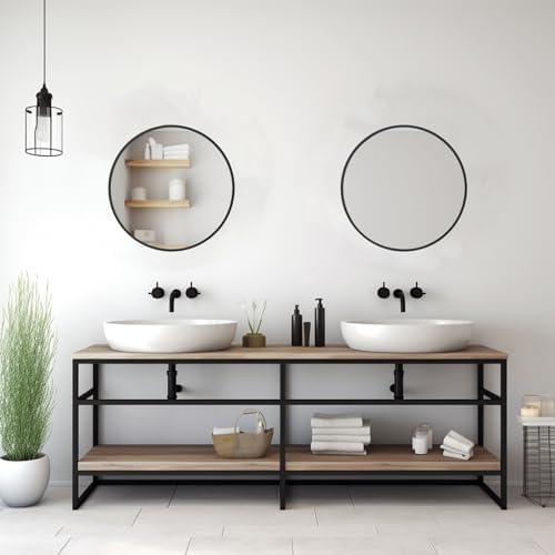 Sunniry Small Round Mirror, 16 inch Black Circle Mirror, Matte Metal Frame - Image 4