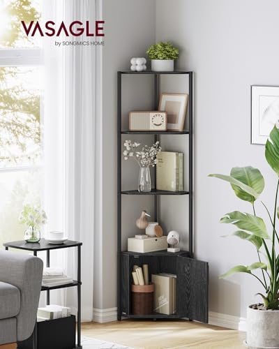 VASAGLE Corner Shelf Floor Standing, 5-Tier Bookshelf - Image 2