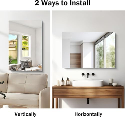 CILIBER Frameless Mirror, 24x36 Rectangle Bathroom Vanity Mirror - Image 7