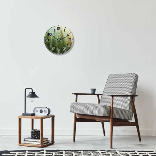Fir Tree Wall Clock 10 inch Round Healthy Green Tree Silent Non Ticking Wood - Image 6