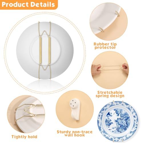 24 pcs Plate Hangers for The Wall, 4/6/8/10/12 Inch Invisible Decorative Wall - Image 4