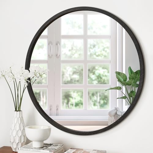 JJUUYOU Circle Wall Mirror 24 Inch Large Round Wall Mounted Antique Mirror by JJUUYOU