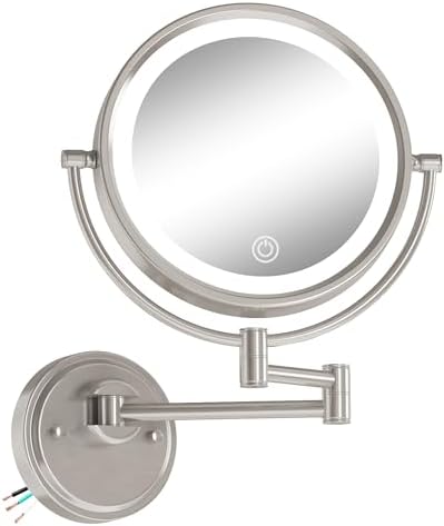 10" Large Brass Lighted Wall Mounted 5X Magnifying Makeup Mirror Bathroom by BrassyColux