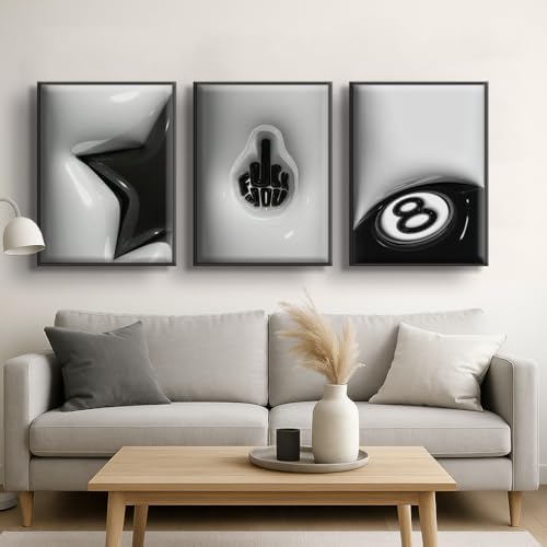 3Pcs Lucky 8 Ball Wall Art, 16x24 Inch - Image 3