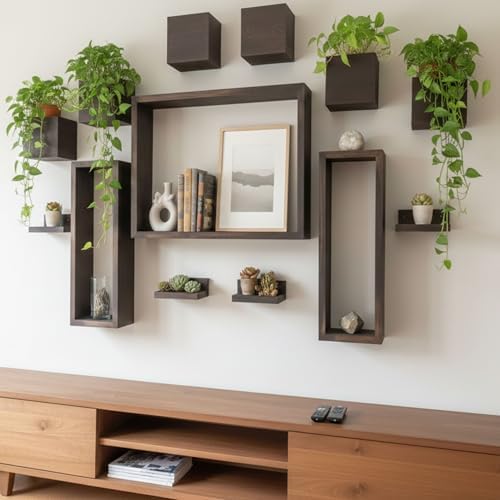 LaLaGreen Wooden Floating Shelves Indoor Wall Mounted Plants - Image 7