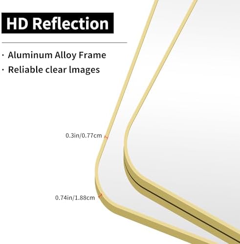 55"x30" Gold Bathroom Mirror, Large Rectangle Mirror, Rectangular Wall Mirror - Image 6
