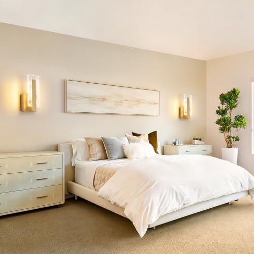 Modern Wall Sconces Set of Two, Hardwired Gold Wall Light Lighting, 3000K Warm - Image 6