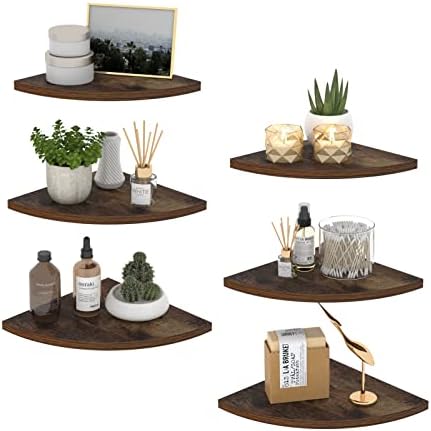 HORLIMER 6 Pack Wall Mount Floating Corner Shelf by HORLIMER