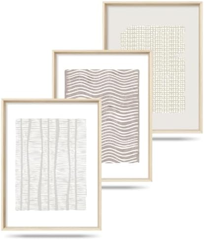 Aryroi Beige White Abstract Neutral Framed Canvas Wall Art Set- 12"x16"x3 by Aryroi