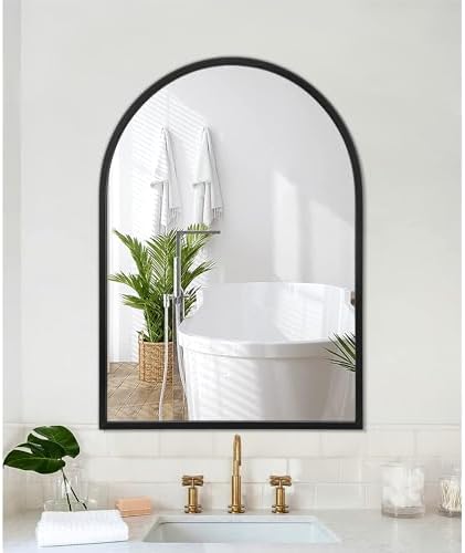 Arch Wall Mirror Bathroom Mirror Black Metal Framed Mirror, Arched Wall Mounted - Image 2
