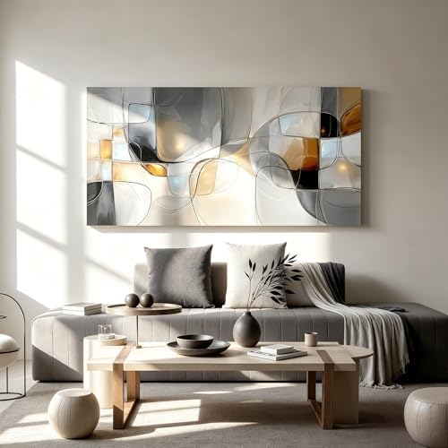 I@U Gray White Abstract Wall Art Prints Modern Geometry Wall Art Decor Abstract - Image 2