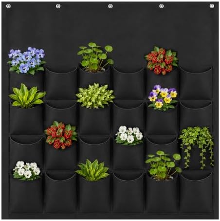 Vertical Wall Planter, 24 Pockets Breathable Felt Living Wall Planter by NRWRTY
