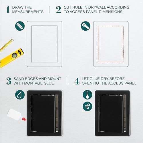 6" x 8" Black ABS Plastic Plumbing Access Panel - Image 3