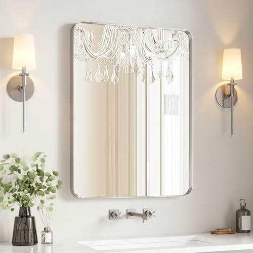 USHOWER Brushed Nickel Bathroom Mirror 24"x36" by USHOWER