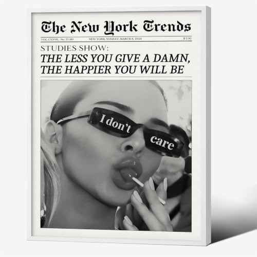 Trendy Black and White Newspaper Wall Art 8x10 in White Framed Vintage Magazine by Unknown