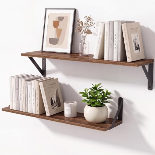 Walnut Wall Shelves 6 Inch Deep, 24x6 Set of 2 by Unknown