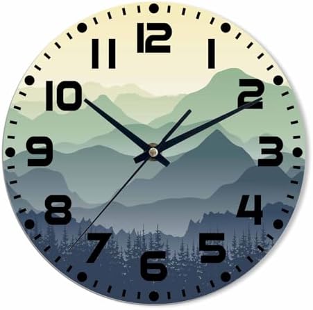Mountain Wall Clock Battery Operated Natureforestmountainscenery Wall Clock by NOMEDOGYIM