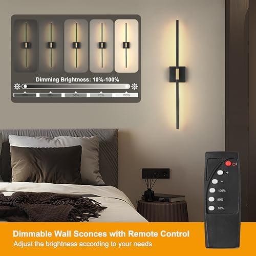 Morauroral Black Gold Battery Operated Wall Sconces - Image 3