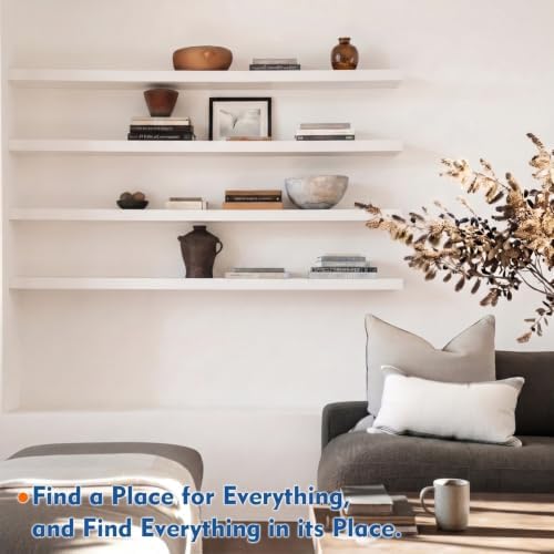 White Floating Shelves 48 inch Long, Large Wall Shelf - Image 4