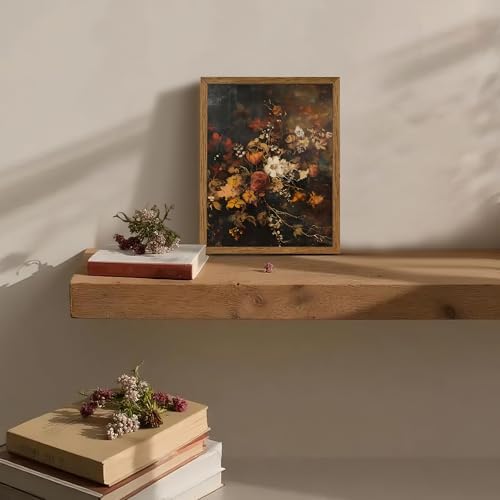 AVECCO Vintage Dark Botanical Floral Wall Art Canvas Framed 8x10 inch - Image 4