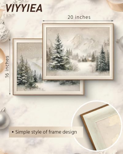VIYYIEA Framed Christmas Snow Forest Landscape Wall Art Set, 16x20 Inch - Image 5