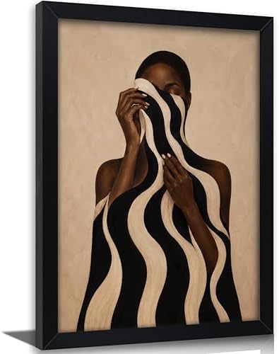 Framed Black Woman Portrait Wall Art, African American Canvas Print by HRENDDEGLwallart