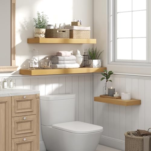 Heimlove Floating Shelves 47.2" W x 10.3" D Oak Set of 1 - Image 2
