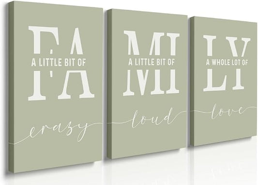 GUBIYU Farmhouse Family Wall Art Set of 3, Home Love Framed Canvas Prints by GUBIYU