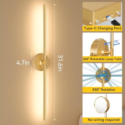 Battery Operated Wall Sconces Set of 2, Remote Control - Image 5