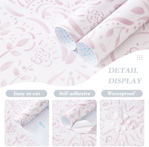 Dimoon Boho Peel and Stick Wallpaper Soft Pink Floral Contact Paper French - Image 3