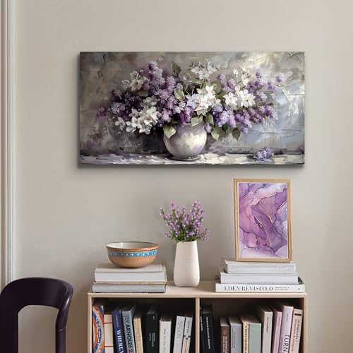 SERIMINO Purple Floral Wall Decor, Still Life Flowers Art Prints 24"X48" - Image 6