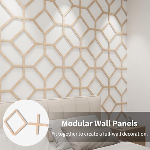 Decorative Modular Fretwork 3D Wall Panels, Cross Grid Oak - Image 3