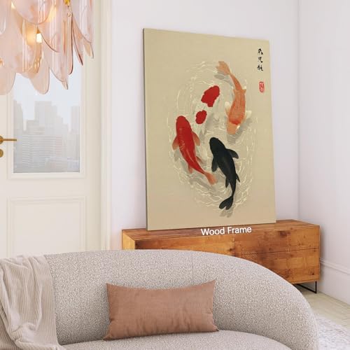 Japanese Koi Fish Poster Modern Oriental Asian Canvas Wall Art Minimalist Zen - Image 3