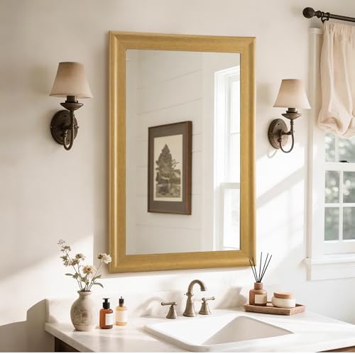 Natural Wall Mirror for Bathroom, Rectangle 24 x 36 inch Vanity Mirrors - Image 3
