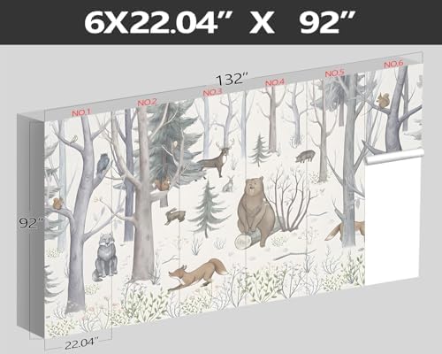 XMPMBM-Cartoon Hand-Painted Animals Woodland Nursery Room Fabric Wallpaper - Image 4